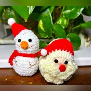 💜4for$20💜Crochet Snowman and Santa Decor Set